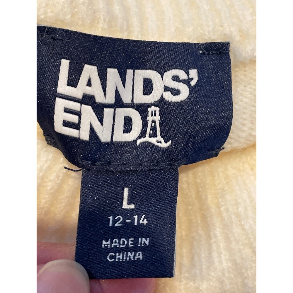 Lands End Sweater Dress Large Vanilla New Crew Neck Long Sleeve Relaxed Fit‎ New - Picture 4 of 6